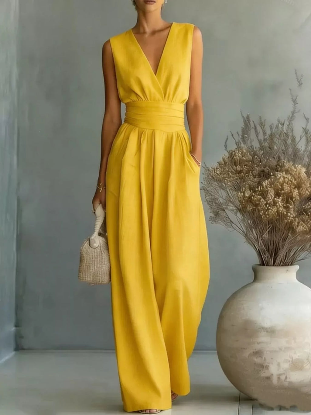 Stacey B's Full Size Sleeveless Wide Leg Jumpsuit Plus Size