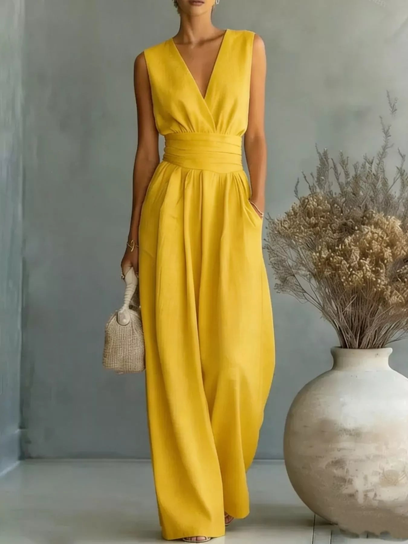 Stacey B's Full Size Sleeveless Wide Leg Jumpsuit Plus Size