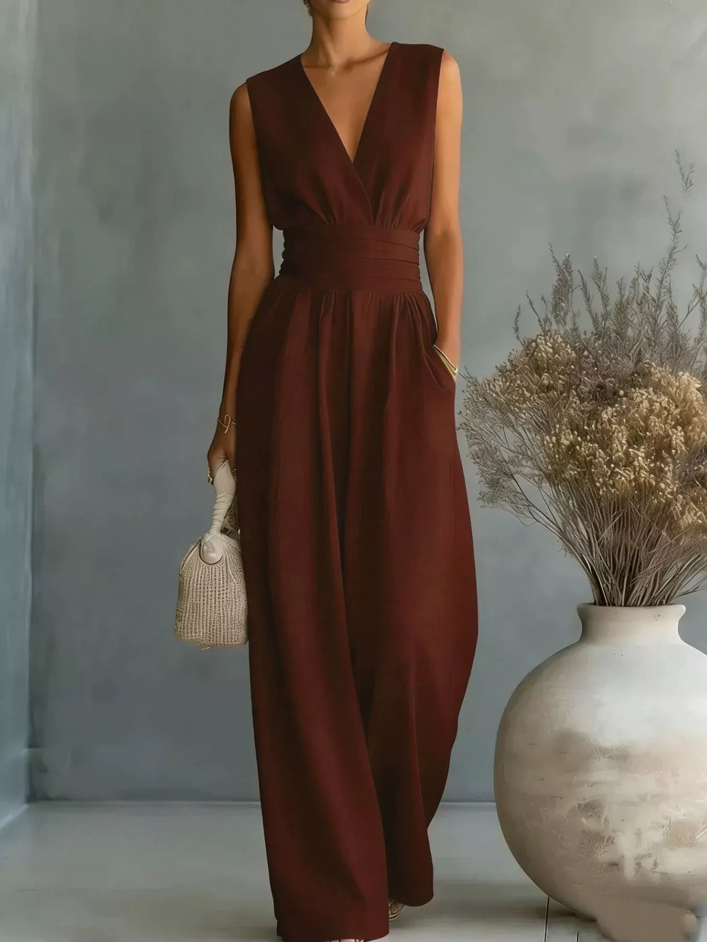 Stacey B's Full Size Sleeveless Wide Leg Jumpsuit Plus Size