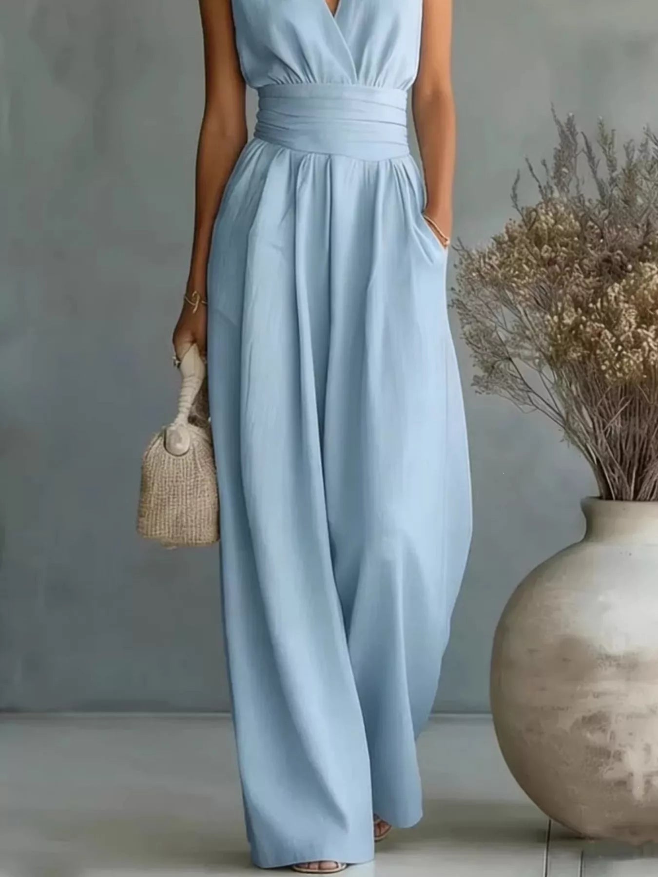Stacey B's Full Size Sleeveless Wide Leg Jumpsuit Plus Size