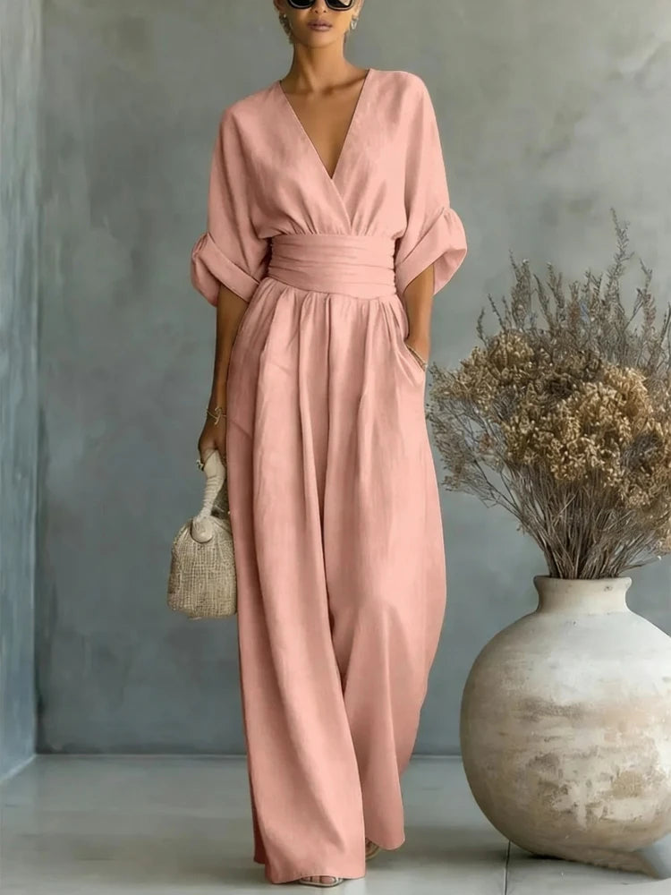 Stacey B's Full Size Sleeveless Wide Leg Jumpsuit Plus Size