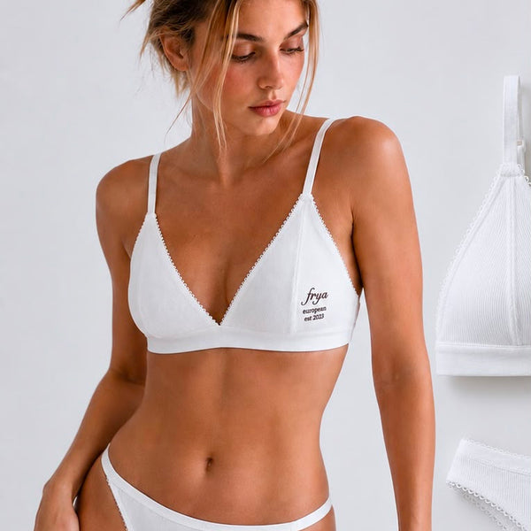 Frya European Ribbed Lace Set – White