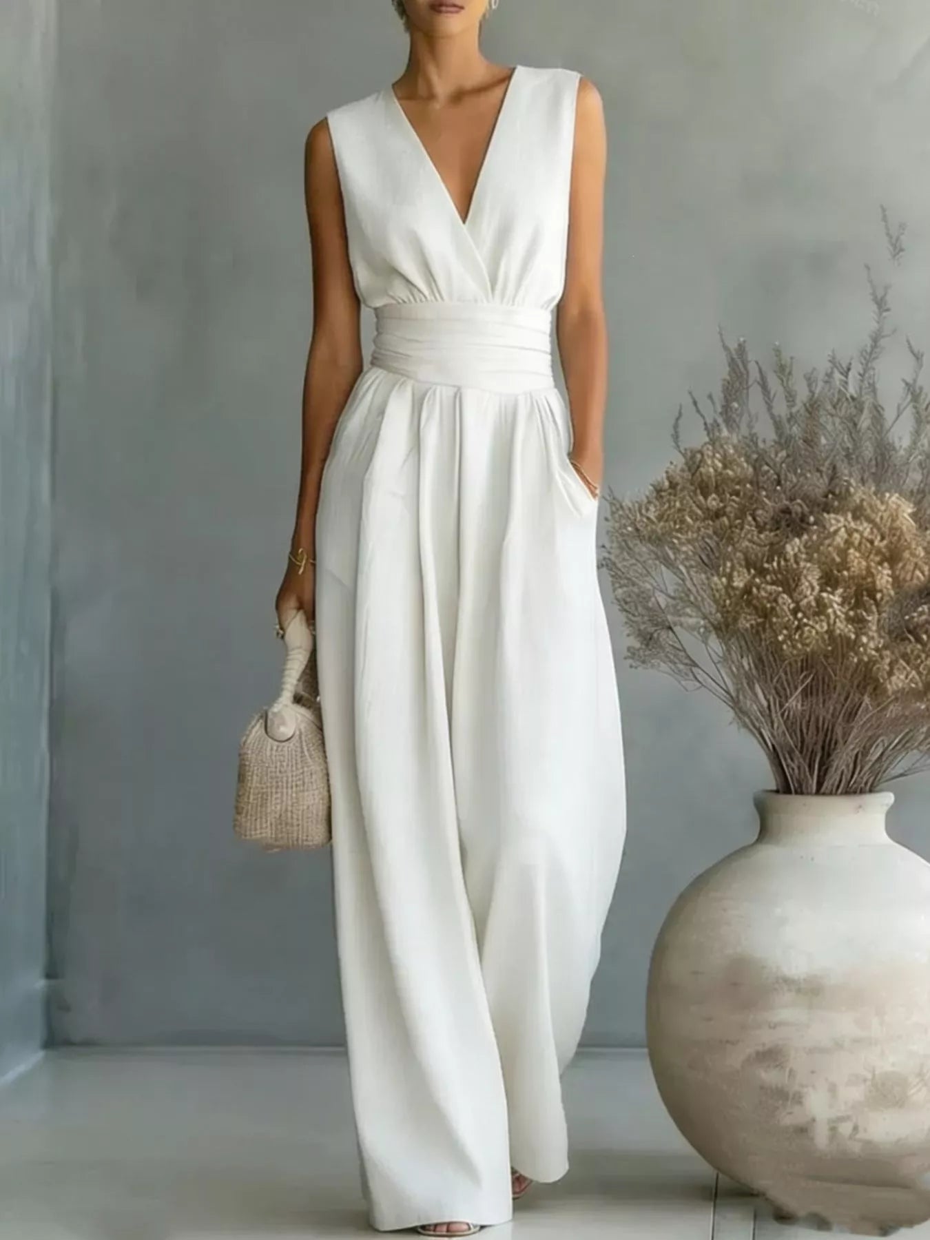 Stacey B's Full Size Sleeveless Wide Leg Jumpsuit Plus Size