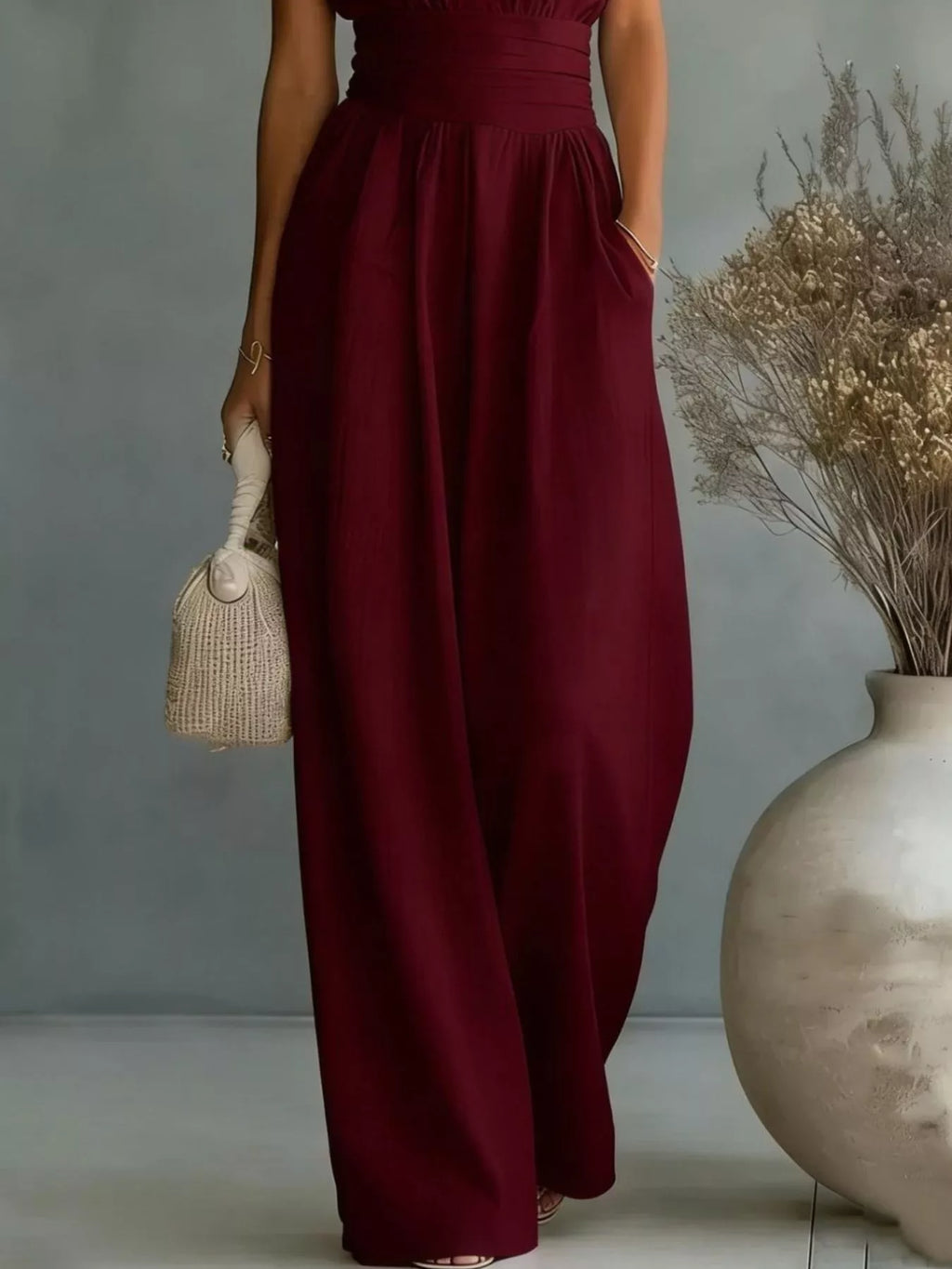 Stacey B's Full Size Sleeveless Wide Leg Jumpsuit Plus Size